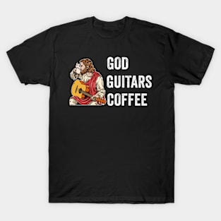 God Guitars Coffee Funny Guitar Gift T-Shirt